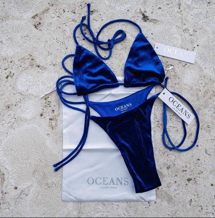 Amy Royal Blue Velvet Bikini Set | Oceans Gallery